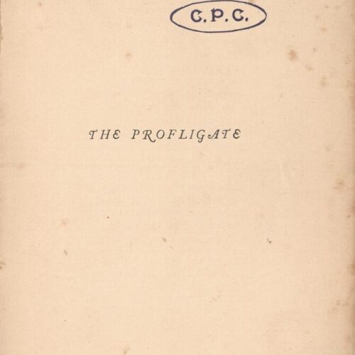 15.5 x 11.5 cm; XIX p. + 123 p. + 1 s.p., p. [I] half-title page and bookplate CPC, p. [II] other works by the author, p. [II